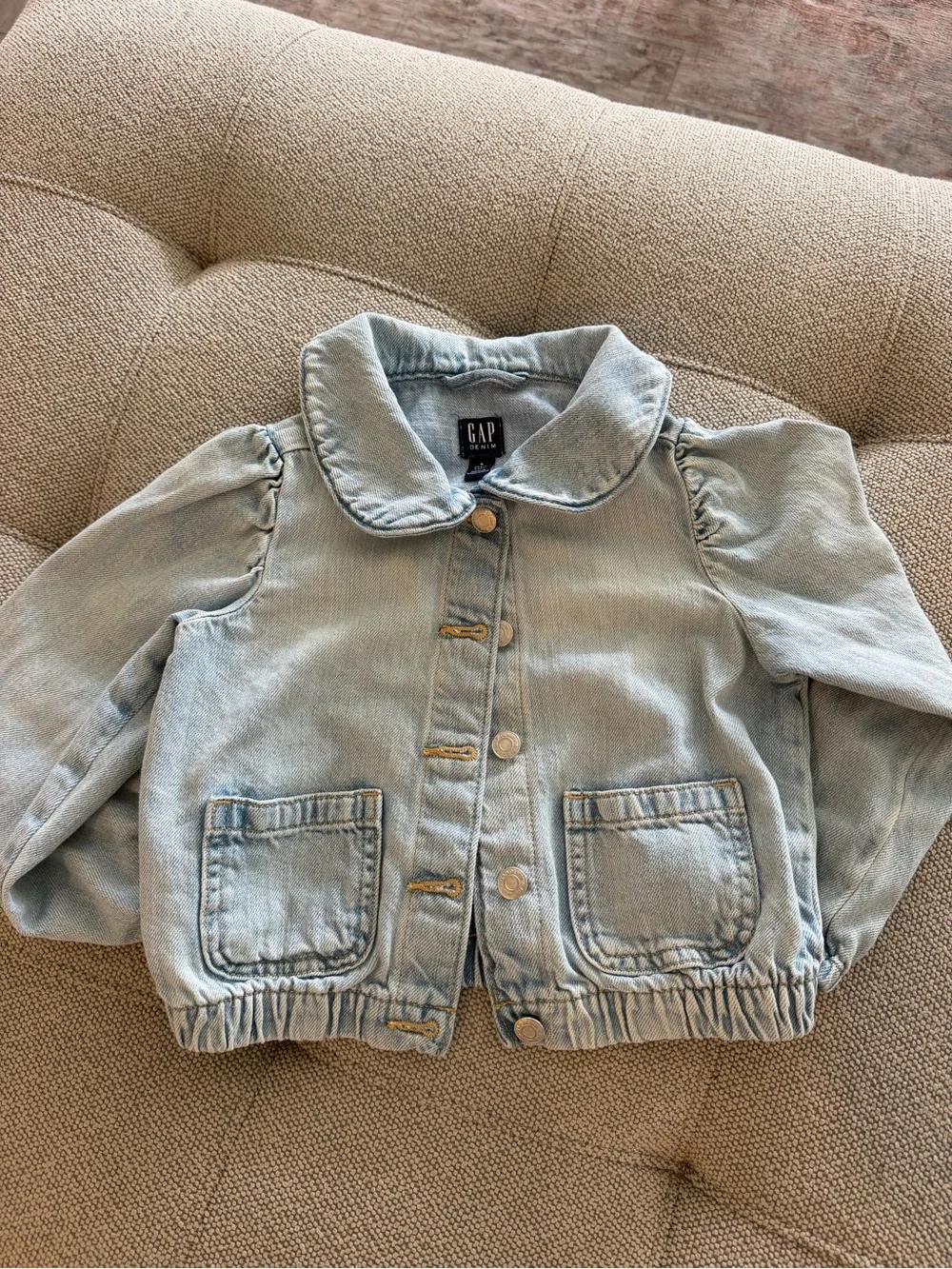 GAP Pale Blue Kids Denim Jacket with Rounded Collar